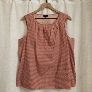 Talbots Women’s Sleeveless Geometric Dot Pattern Cotton Pearl Top 16